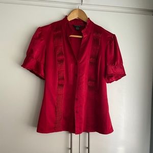 WINE RED SATIN FLOWY BLOUSE